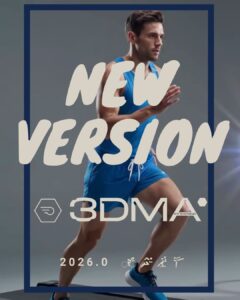 Male athlete running in profile with 3D motion capture markers on his body. 3DMA by STT SYSTEMS